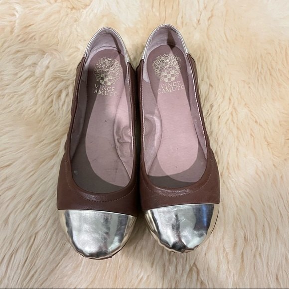 Vince Camuto VC-Ernest Brown & Gold Patent Leather Ballet Flats Size 7 - Picture 6 of 6